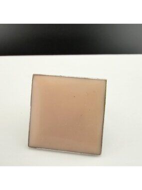 Square Sterling Silver Square Statement Ring Size 8 Beige Pink Stone Minimalist
